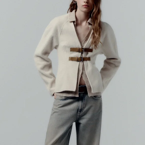 Zara belted soft cardigan Ecru NWT